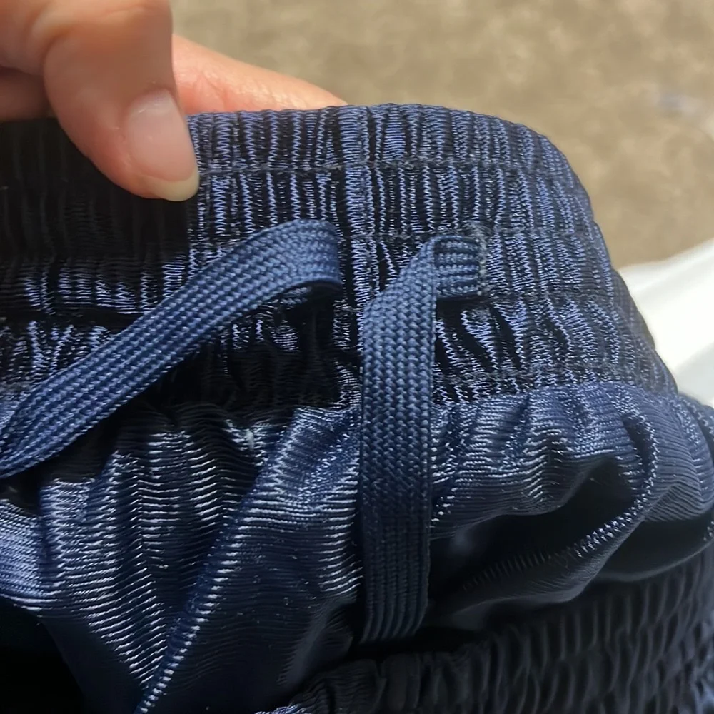Linea Uomo mens dark blue athletic shorts. Elastic drawstring waist